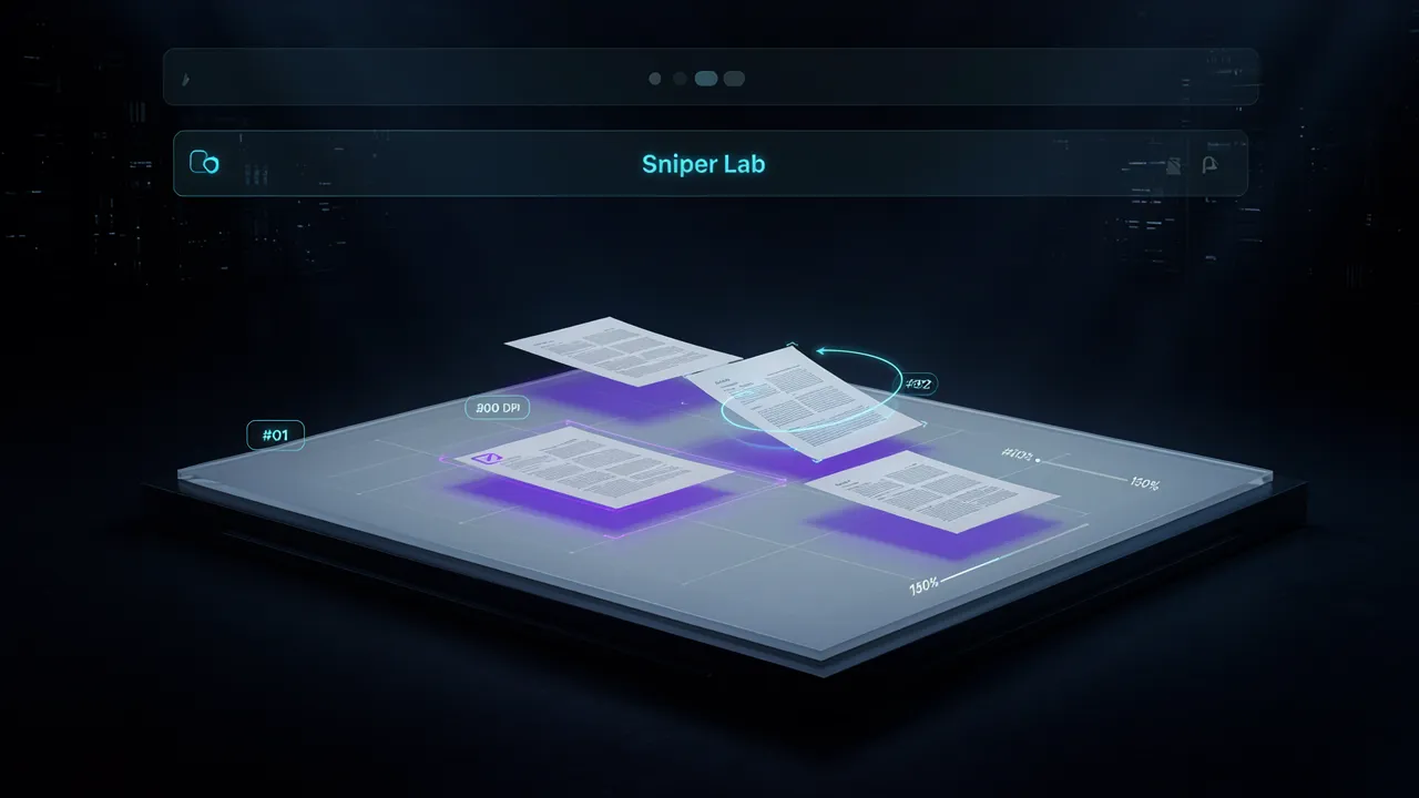 Esquema da mesa de luz com rotação independente e controle de zoom de folhas no Sniper Lab